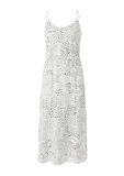 comma - Jurk - V-hals - Lange mouw - Kuithoogte - Dierenprint - Viscose - Wit - Maat 48