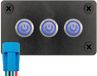 ProRide Interrupteur à bascule métallique 12-24V OFF-(ON) - Panneau encastrable triple - 12mm - IP67 - Indicateur LED Bleu