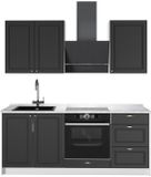 Vicco Eenpersoonskeuken Fame-Line, Anthrazit-Gold Landhaus/Wit, 190 cm, WB Marmer