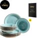 OEM Vivvy Turquoise Serviesset 6 Personen - Porselein - 12 Delig