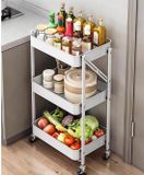 Merkloos / Sans marque Wan GmbH Metalen Rolwagen - Opbergrek 3-laags - Keuken Organiseren - Opvouwbaar Ontwerp - 45.5x29.5x77cm - Wit