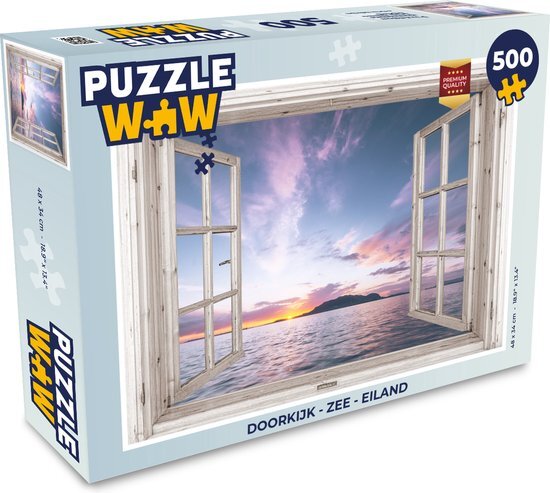 MuchoWow Puzzel Doorkijk - Zee - Eiland - Legpuzzel - Puzzel 500 stukjes