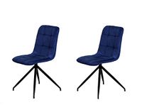 La Silla Española Houten stoel, stoffen, indigoblauw