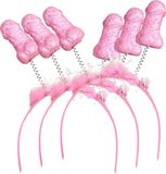 PartyXplosion Diadeem/tiara met piemels - 10x - roze - plastic - L22 cm - bewegende piemels