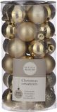 House of Seasons Edelman Bv Kleine kunststof kerstballen pakket goud 3 cm - 60x stuks gouden mini kerstballen