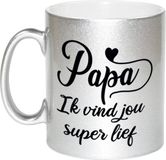 Bellatio Decorations Bol Papa ik vind jou super lief cadeau koffiemok / theebeker zilver - Cadeau mok / Vaderdag