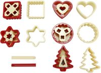 GSD Linzer koekjesvormerset, kunststof, beige/rood