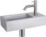 Differnz Ravo Fonteinset - Fontein van Beton in Lichtgrijs - Inclusief Gebogen Kraan met Mat Chroom Afwerking - Afvoerplug en Sifon van Messing - Opbouw Montage - 38.5 x 18.5 x 9 cm