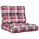 vidaXL Coussin de palette 2 pièces tissu motif à carreaux rouge