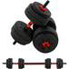 Kit de musculation 2 en 1 de 25kg avec 12 disques et barre, haltères réglables pour entraînement à domicile, en HDPE et sable, noir