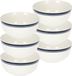 Excellent Houseware Soepkommen/serveer schaaltjes - 6x - Bologna - Porselein - Wit/Blauw - D13 x H7.5 cm