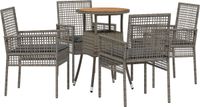 vidaXL - Tuin - Eettafel - Set - 5 - st - Grijs - poly - rattan