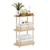 Furinno Turn-N-Tube 3-Tier Modern Oval Side Display Rack, Bauhaus Oak/Beige