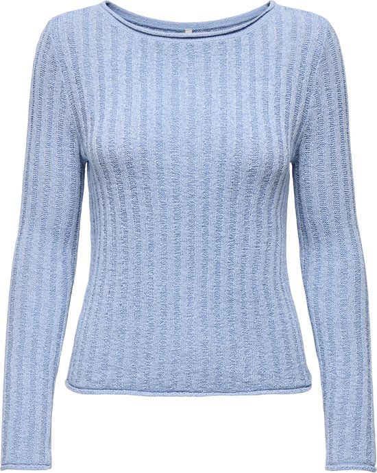 ONLY - ONLPAMELA LS RIB O-NECK PULLOVER CC KNT - Meisjes - Gebreide truien - S - Acryl/Polyamide - Lange mouw - Soft Chambray