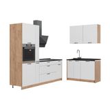 Vicco Keuken Fame-Line, Wit Landhuis/Goudkleurig Eiken, 220 x 120 cm, WB Antraciet