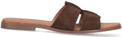 Manfield Dames Bruine suède slippers Maat 36
