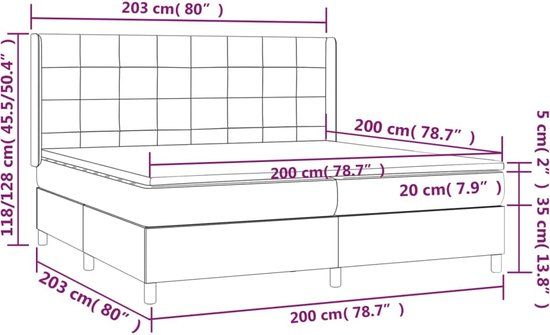 vidaXL Boxspring met matras stof lichtgrijs 200x200 cm