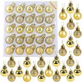 Christmas Concepts® Pakket van 25-25 mm Mini Kerstboomballen - Glanzende, Matte en Glitter Versierde Kerstballen (Goud)