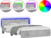 vidaXL Bedframe met hoofdeinde en LED-licht betongrijs 160x200 cm