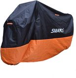 SMARCY Motorbeschermhoes, XXXL zeildoek, motorbescherming voor buiten, polyester hoes voor motorfiets, scooter, zwart oranje, 295 x 110 x 140 cm