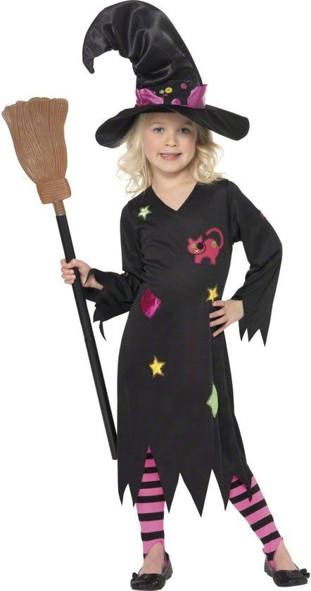 Vegaoo Verkleedkostuum voor meisjes heks kat Halloween artikel - Verkleedkleding - 116/122