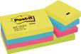 Post-it Notes Energetic Color Collection, Pack van 12 pads, 100 vellen per pad, 38 mm x 51 mm, geel, blauw, roze, groene kleuren