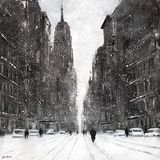 Jon Barker WDC101317 kunstdruk op canvas, 40 x 40 cm (Averses sneeuw, 5. Avenue), meerkleurig, 40 x 40 x 3, 8 cm