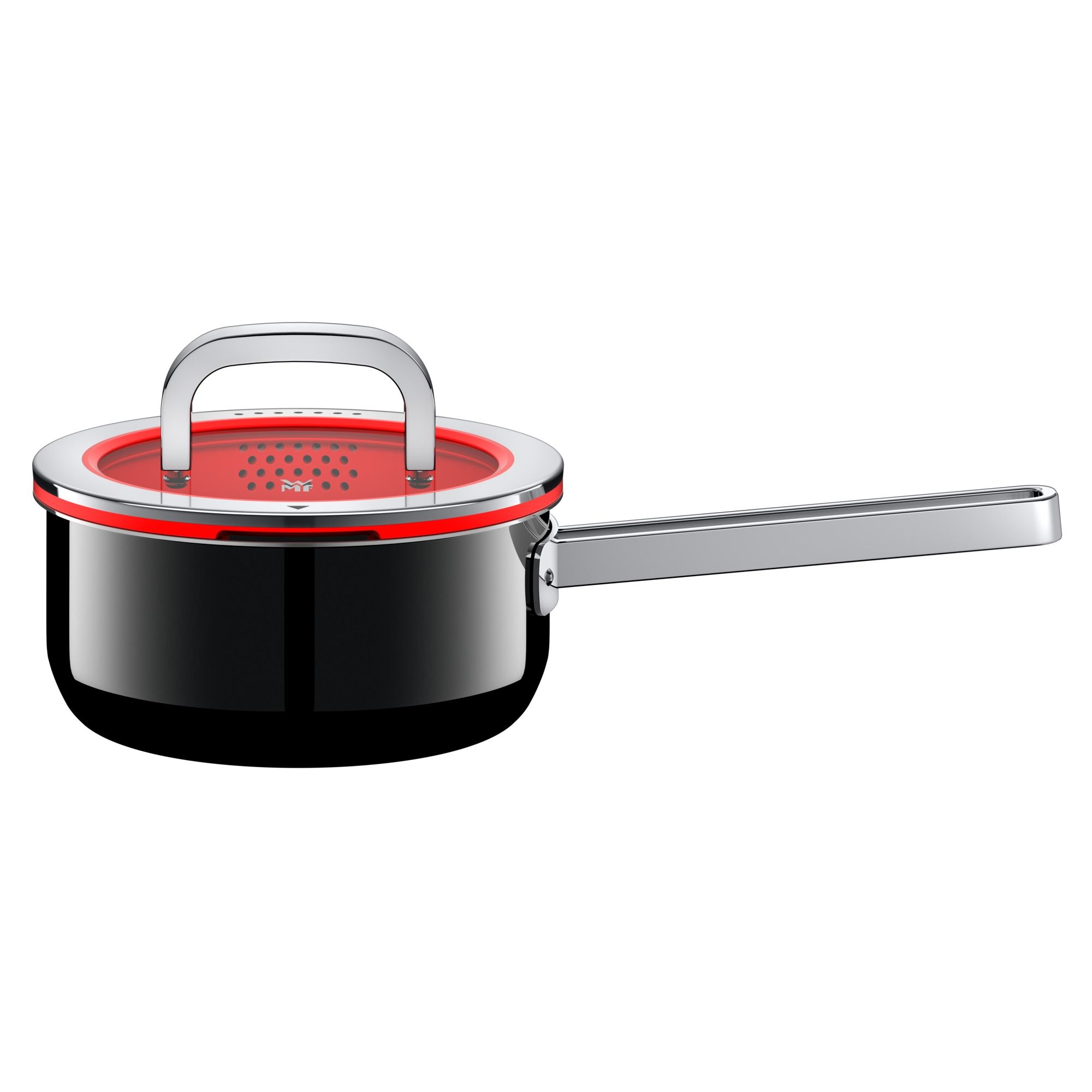 WMF FUSIONTEC Functional steelpan met deksel 16 cm - Zwart/Rood