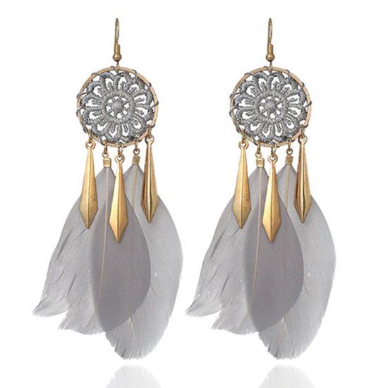 Deja Jewels Lookinggoodtoday Veer Oorbellen Grijs - Dromenvanger