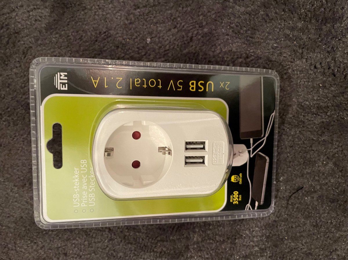 ETM USB stekker - Wit - Kunststof