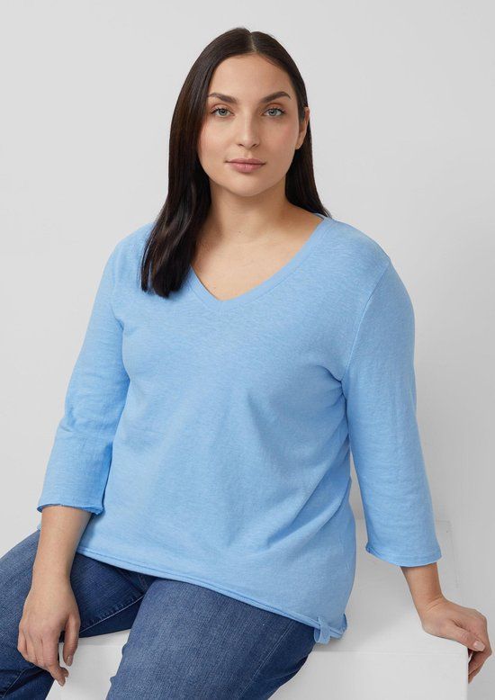 s.Oliver Curve s.Oliver T-shirt V-hals Korte mouw Katoen Hemelsblauw Maat 46