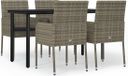 vidaXL 5-delige Tuinset met kussens, poly rattan, zwart en grijs