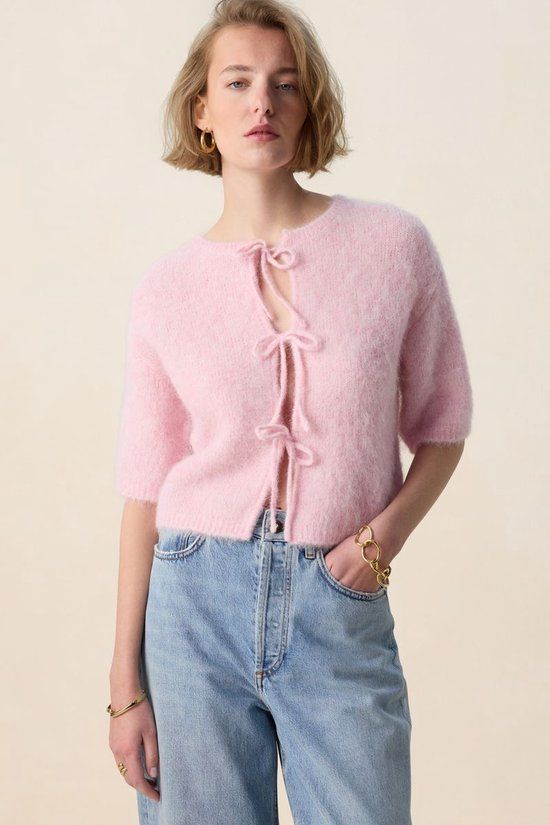 Sissy-Boy Lichtroze vest met strikjes