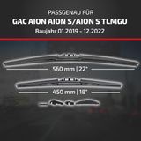 HEYNER® Essuie-glace pour GAC AION AION S/AION S TLMGUS 01.2019 - 12.2022, Essuie-glace plat hybride, aérodynamique et flexible, revêtement nanographique