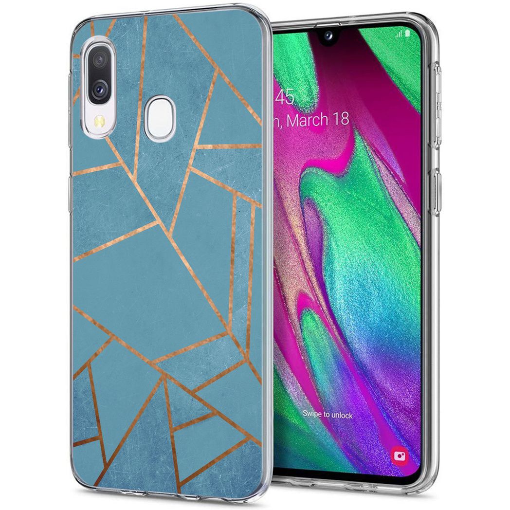imoshion Design hoesje voor de Samsung Galaxy A20e - Grafisch Koper - Blauw / Goud