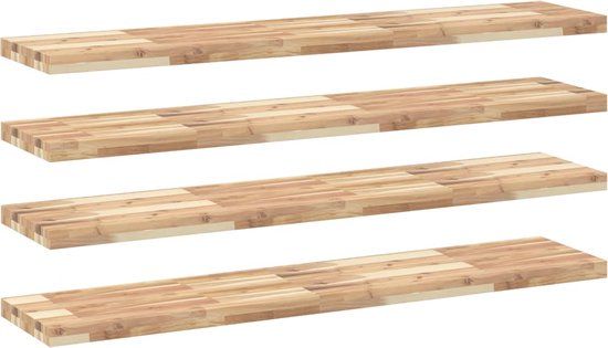 vidaXL Floating Shelves Set of 4 140x30x4 cm Untreated Acacia Wood