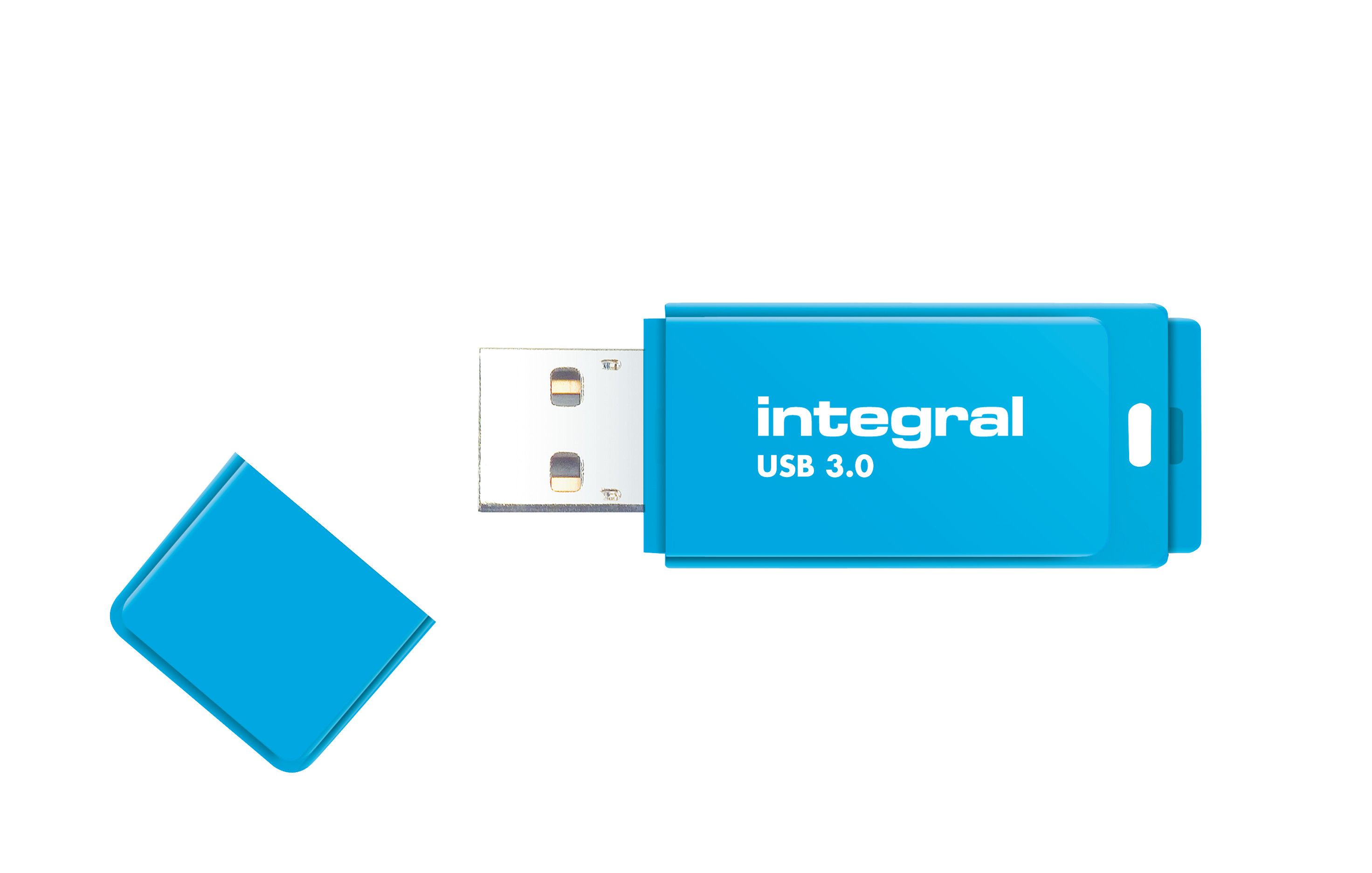 Integral Neon Blue USB 3.0 Flash Drive - 64GB