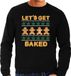 Bellatio Decorations Foute Kersttrui/sweater voor heren - Lets get baked - wiet - ginger bread - zwart XL