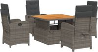 vidaXL 5-delige tuinset met kussens, polyrattan, grijs
