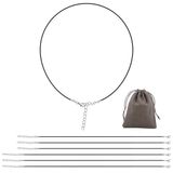GlasFlength Halsketting 6 stuks, 1,5 mm, gewaxt, halsketting met sluiting, leren touw, 45 cm, met verlengketting en 60 cm, voor hangers, sieraden, uniseks, wax-touw voor armband (zwart)