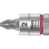 Wera 05003351001 8751 A PH Zyklop bitmoer met 1/4 inch-aandrijving, rood, Ph 2 x 28 mm