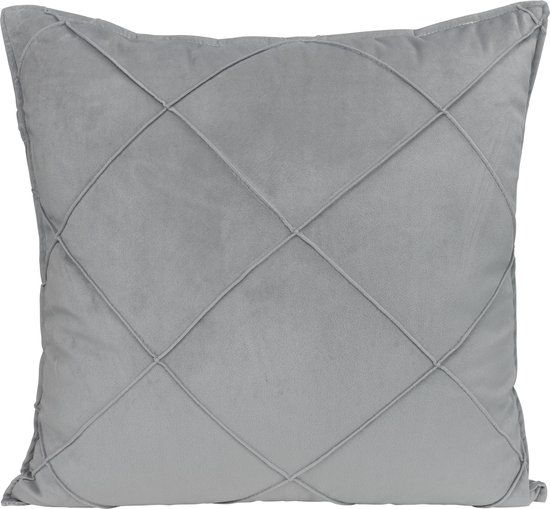 QUVIO Kussensloop geruit - Fluweel - 50 x 50 cm - Grijs