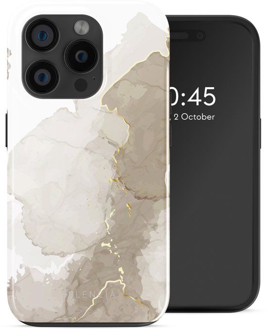 Selencia Hoesje - Geschikt voor Apple iPhone 15 Pro - Backcover geschikt voor MagSafe - Marble Light Brown