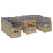 vidaXL 10-delige Loungeset met Kussens, Poly Rattan, Beige