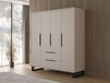 Armoire HAMETTE 4 portes 2 tiroirs cachemire