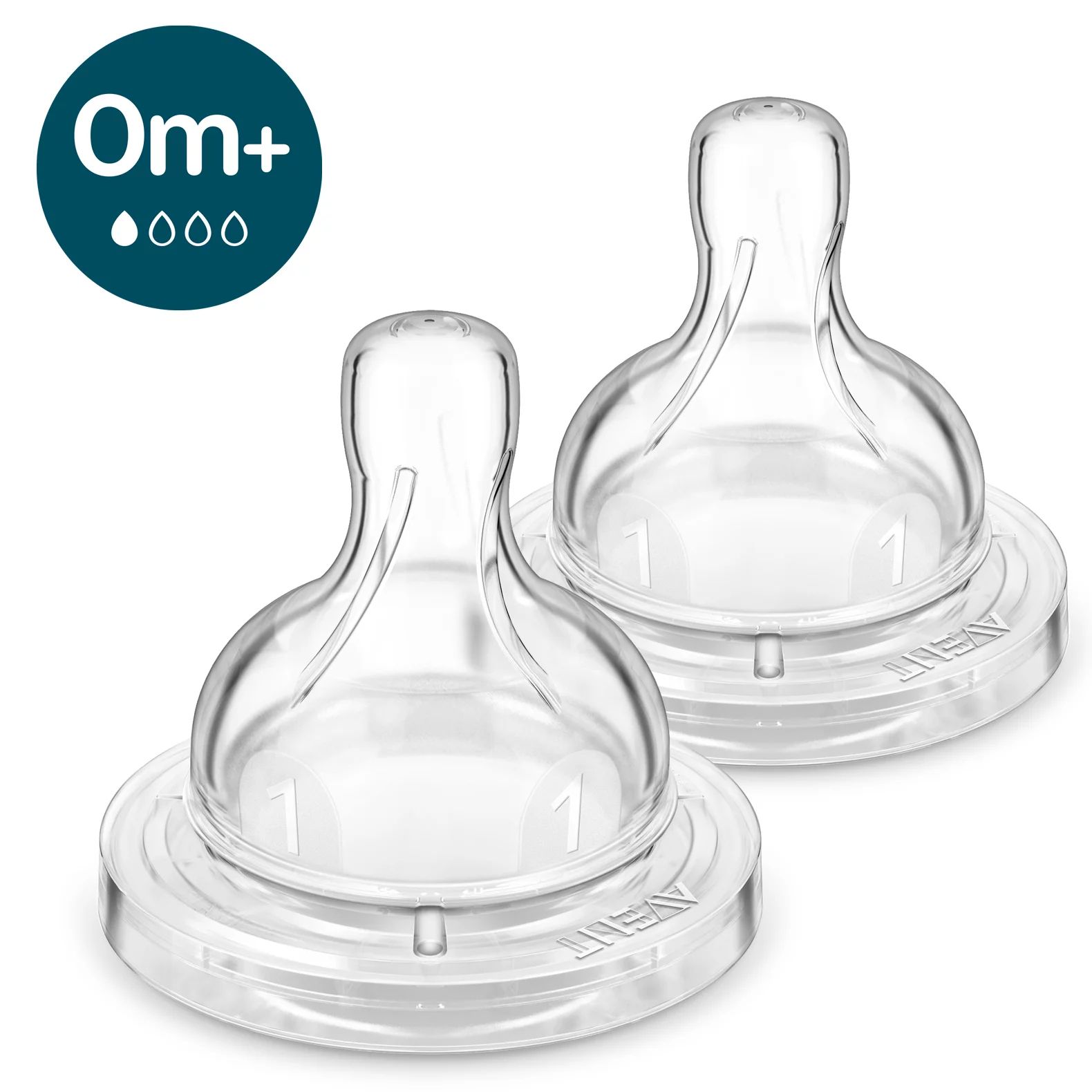 Philips AVENT SCY761/02 Silicone Round Thick Flow Anti-Colic Bottle Teats - 2 Pieces