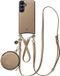AVY Leren Hoesje geschikt voor Samsung Galaxy S25 / S24 | Met Koord en Mini Telefoontasje | Compatibel met MagSafe | Leather Case met 30CM & 130CM Koord & Pouch | Leather Set | Beige