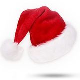 Kerstmuts Jonami Pluche Kerstmuts voor Volwassenen, Rode en Witte Hoed Kostuum voor Kerstfeest