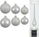 Kaemingk B.V. Grand lot boules de Noël en verre hiver blanc brillant/mat 51 pièces - 4-6-8 cm incl. étoile brillante 26 cm