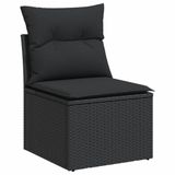 vidaXL 9-delige Loungeset met Kussens, Zwart, Poly Rattan